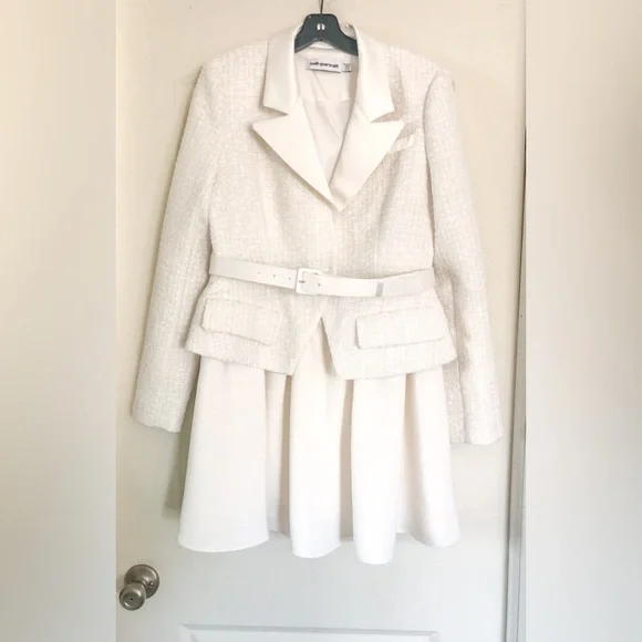 Self - Portrait Tailored Cream Color Boucle Mini Dress - Picture 7 of 16